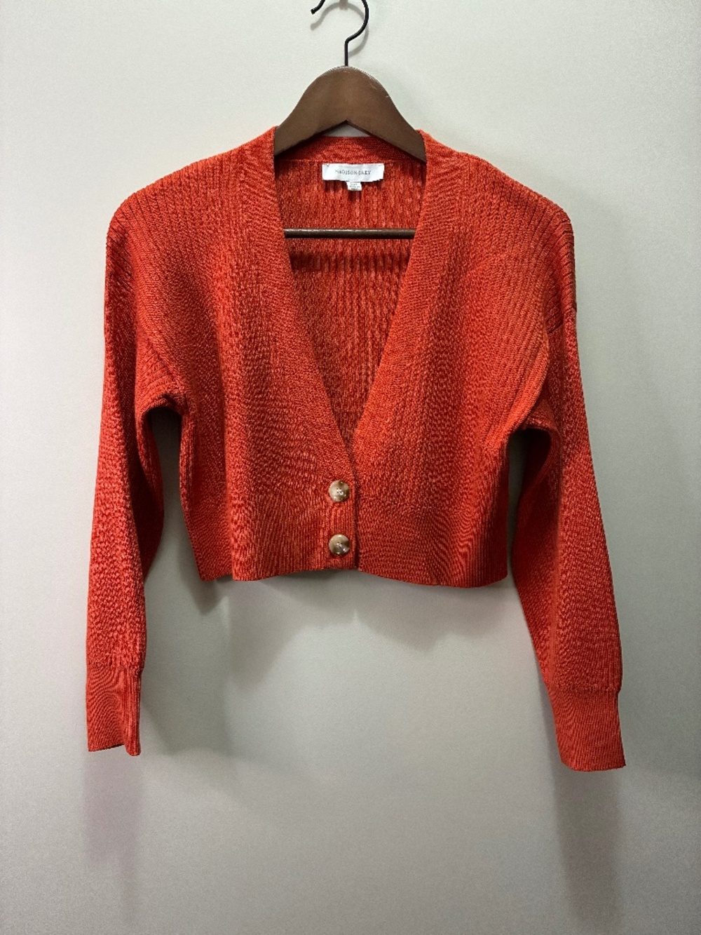 Cropped Rib Cardigan | Madison Grey - Picture 1 of 6